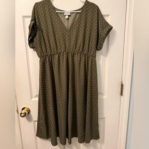 Isabel Maternity Olive Dress with White Dots